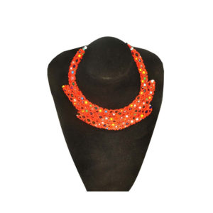Multicolored-In-Red, bead-In-Bead Necklace