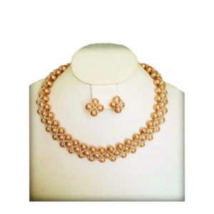 Women Gold Pearl Simple Jewelry Set
