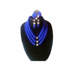 Women Royal Blue Three Layered Bead Set