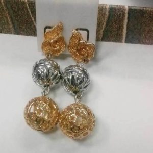LA 002 Women Handmade Gold Silver Balls Earrings