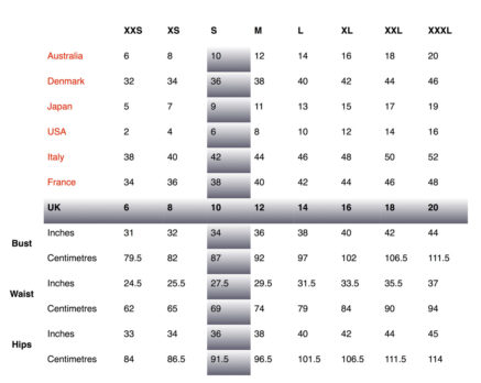 male to female clothing size conversion chart