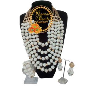 Women White-Gold Crystal Bead-In-Bead Jewelry