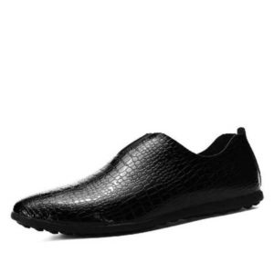Men Black Skin-Leather Corporate-Casual Shoe