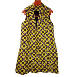 Women Yellow Patterned Ankara Lapel Collar Jacket