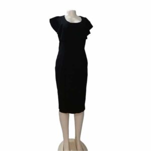 Women Stylishly Flare-Sleeved Black BodyCon Dress
