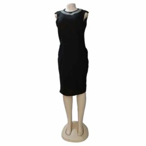 Women Black Sleeveless Fully Lined Monochrome Dress