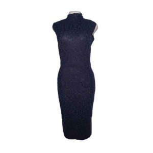 Women High Neck Stretchy Lace Bodycon Dress