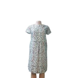 Women White-Print Pleated Comfortable Dress