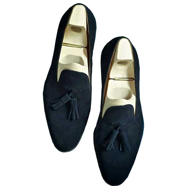 mens navy suede loafers