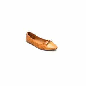 Women Nude-Gold Suede Skin Leather Flat Shoe