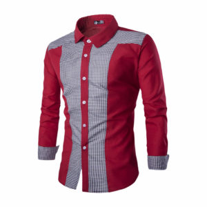 MEN WHITE CHECKED RED COLORED FITTED SHIRT