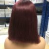 Women Human Hair Wine Color Bob Wig
