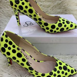 Trendy So Me Lemon-Black Spotted Ladies High Heeled Shoe