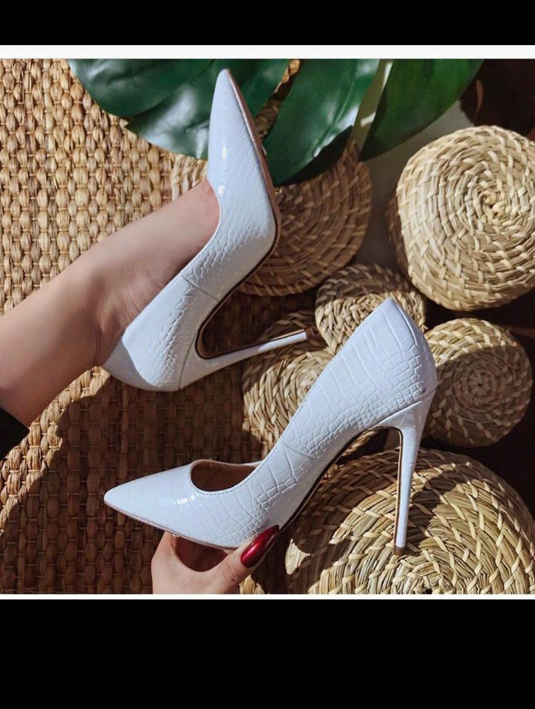 Women White High Heel Patent Shoe 