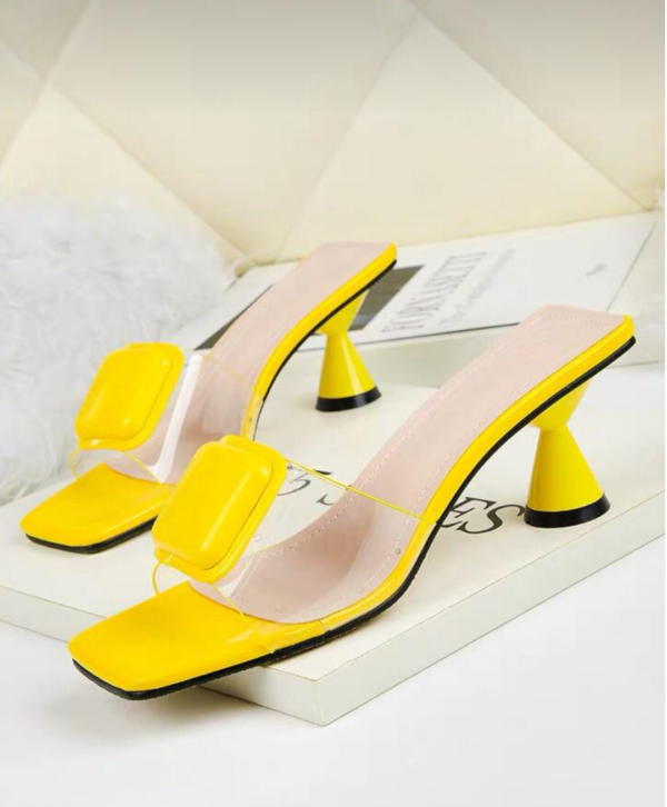 Women Yellow Transparent Low Heels Slippers