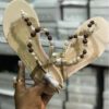 Women Brown And Cream Beaded Sandals