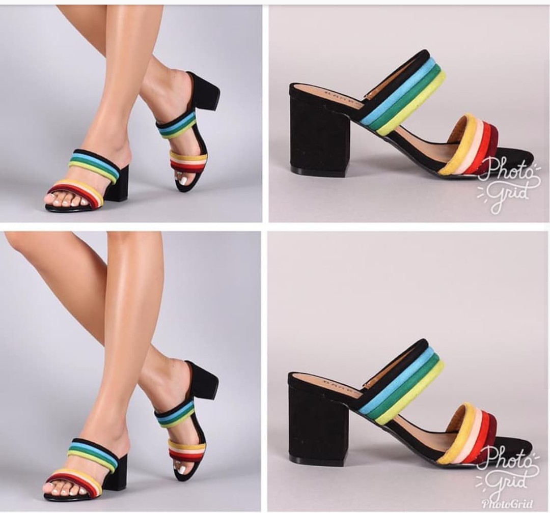 Ladies Multi-Colored Moderate Block Heels Slippers  CartRollers ﻿Online  Marketplace Shopping Store In Lagos Nigeria