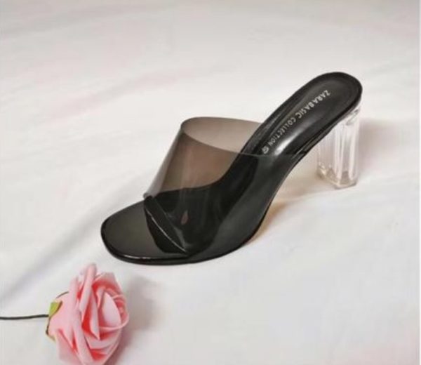 Ladies Designer Transparent Block Heels Slippers