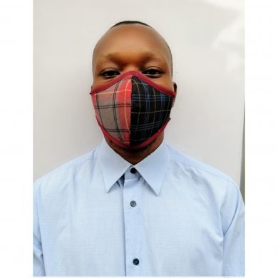 Pure Cotton Breathable Nose Mask With Treated Filters - Wine & Black Checkered