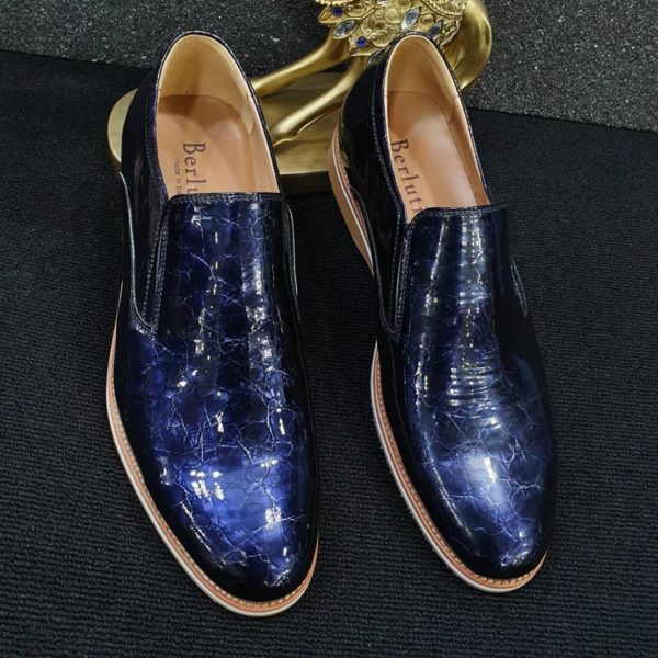 Berluti Men's Blue Croc leather Loafers Shoe