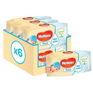 Huggies Pure Wipes Carton - 6 Resealable Packs