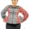 TOLA Fully-Stoned African Print (Ankara) and Cord Lace Fusion Top