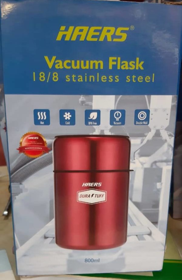 Haers Dura Tuff 800ml Vacuum Food Flask - 18/8 Stainless Steel