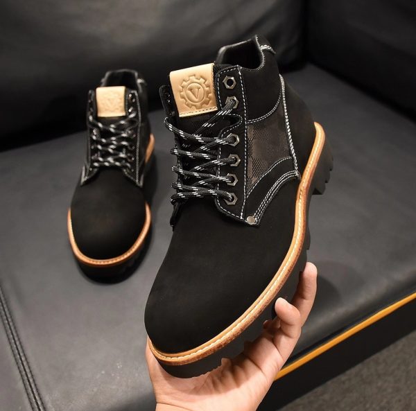 Black Suede Leather Ankle Laced Shoe