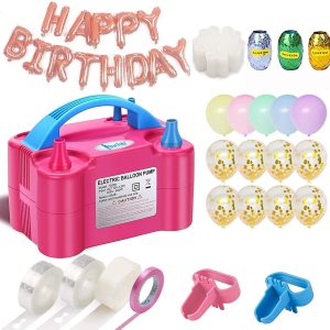 Aerwo Portable Dual Nozzle Electric Balloon Blower with 100 PCS Balloons