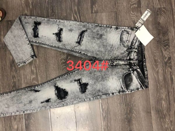 Men's Rugged Ripped Gray Denim Stock Jeans Pants