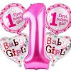 Set Of 5 PCS First Birthday Celebration Balloons - Boy And Girl