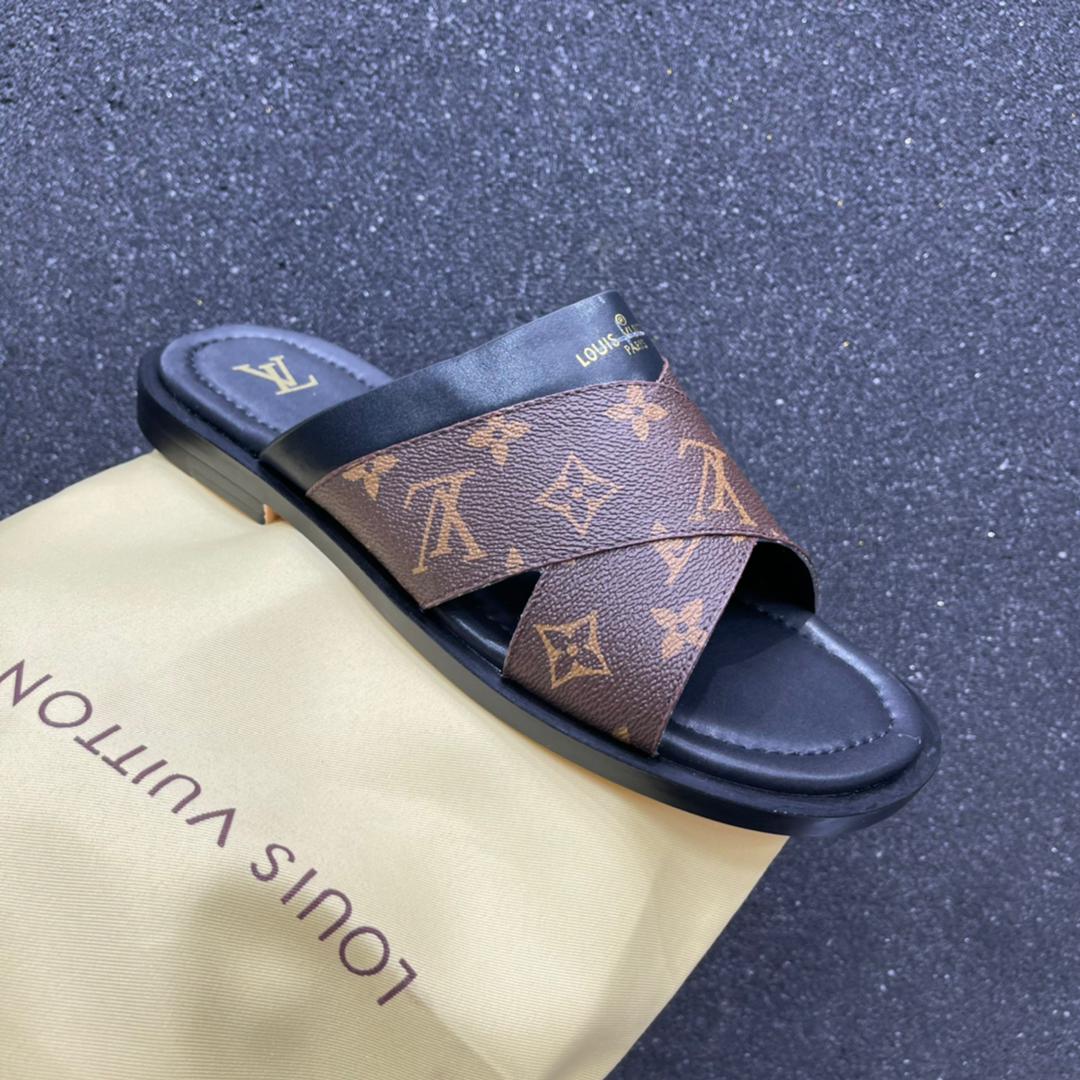 lv leather slippers