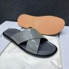 GRAY-SKIN CRISS CROSS LEATHER PALM SLIPPERS