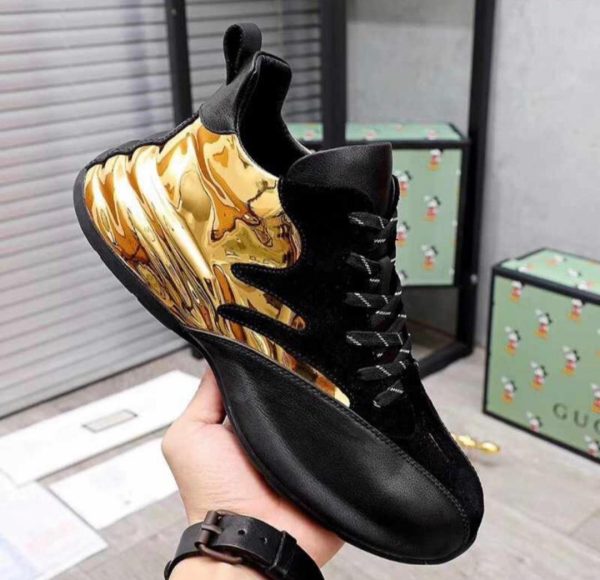 MEN'S BLACK GOLDEN LEATHER LACED SNEAKERS