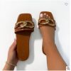 Chain Designed Ladies Leather Slip-On Women's Slippers