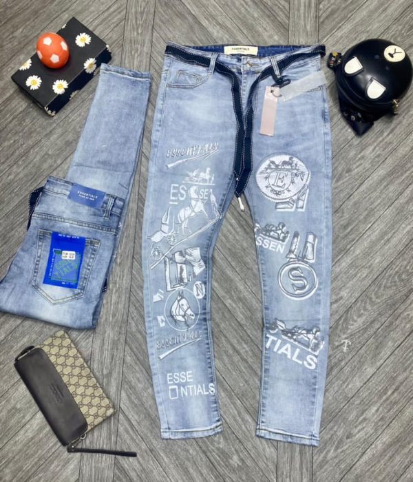 Quality Non-Fade Stock Stone-Wash Men's Blue Jeans