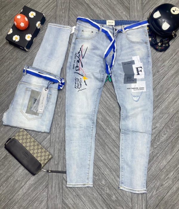 Quality Non-Fade Stock Stone-Wash Men's Blue Jeans
