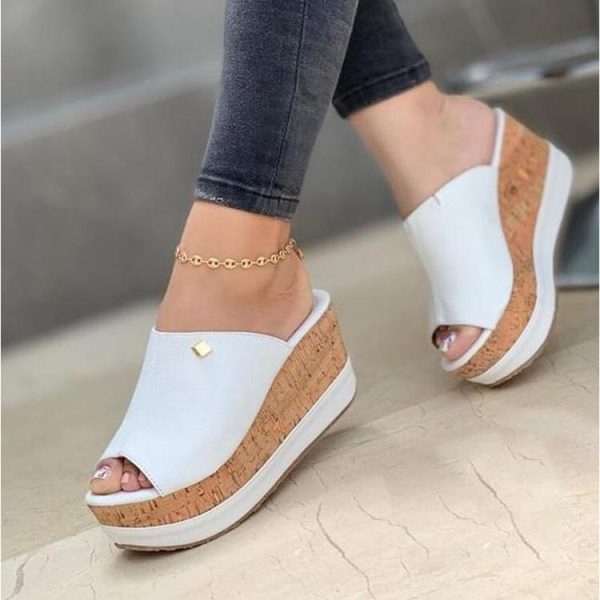 Women Fashion Classy Wedge Slippers Open Toe Dress Party Daily Shoes
