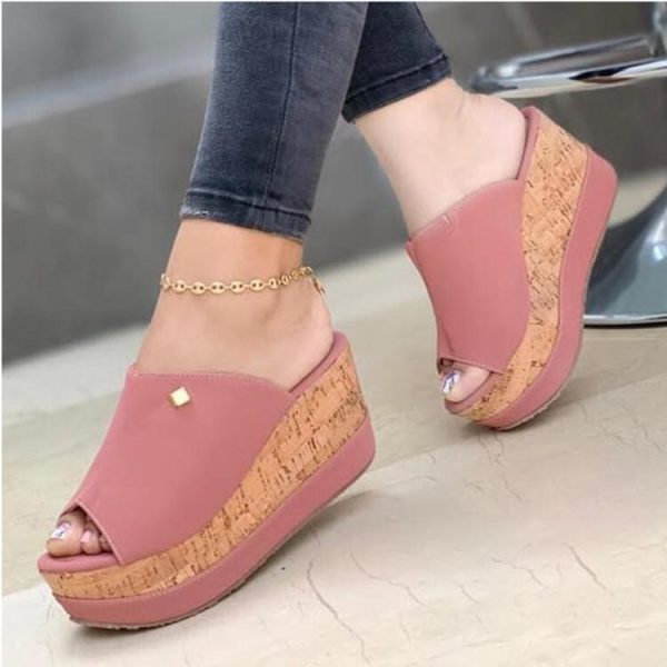 Women Fashion Classy Wedge Slippers Open Toe Dress Party Daily Shoes