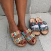 High Quality Female Flat Double Buckle Strap Designer Slippers