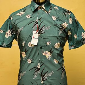Men's Vintage Short Sleeve Flower Print Shirt