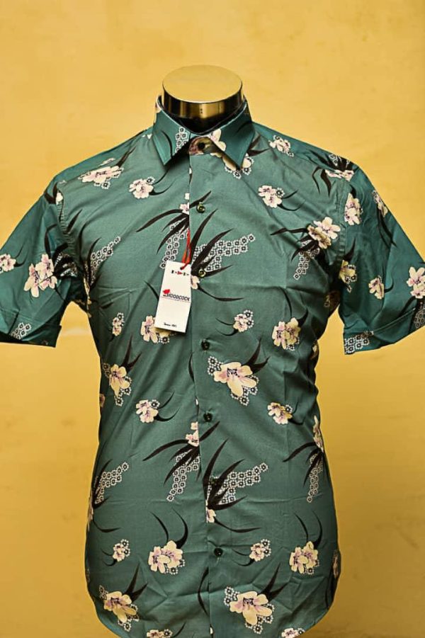 Men's Vintage Short Sleeve Flower Print Shirt