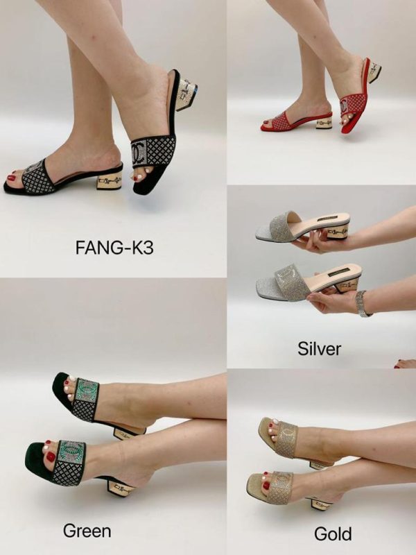 Low Block Heel Fashion Slippers For Women