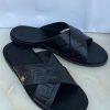 MEN'S DESIGNERS ITALY WHITE LEATHER PALM SLIPPERS