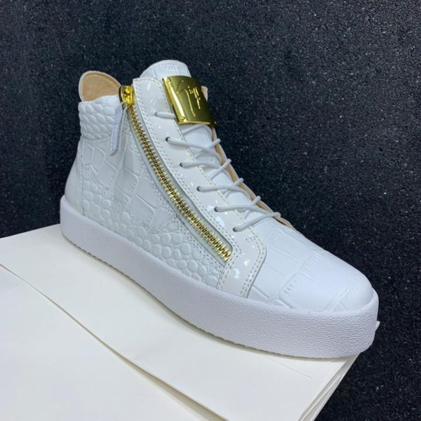 Men's Luxury Crocodile ZANOTHI White Hightop Sneakers