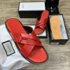 2021 Designer Pure Leather Criss Cross Palm Slippers