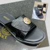 MEN'S LEATHER PALM DESIGNERS SLIPPERS-BLACK