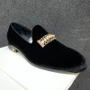 Italy Men's Velvet Diamond Chain Designer Shoe
