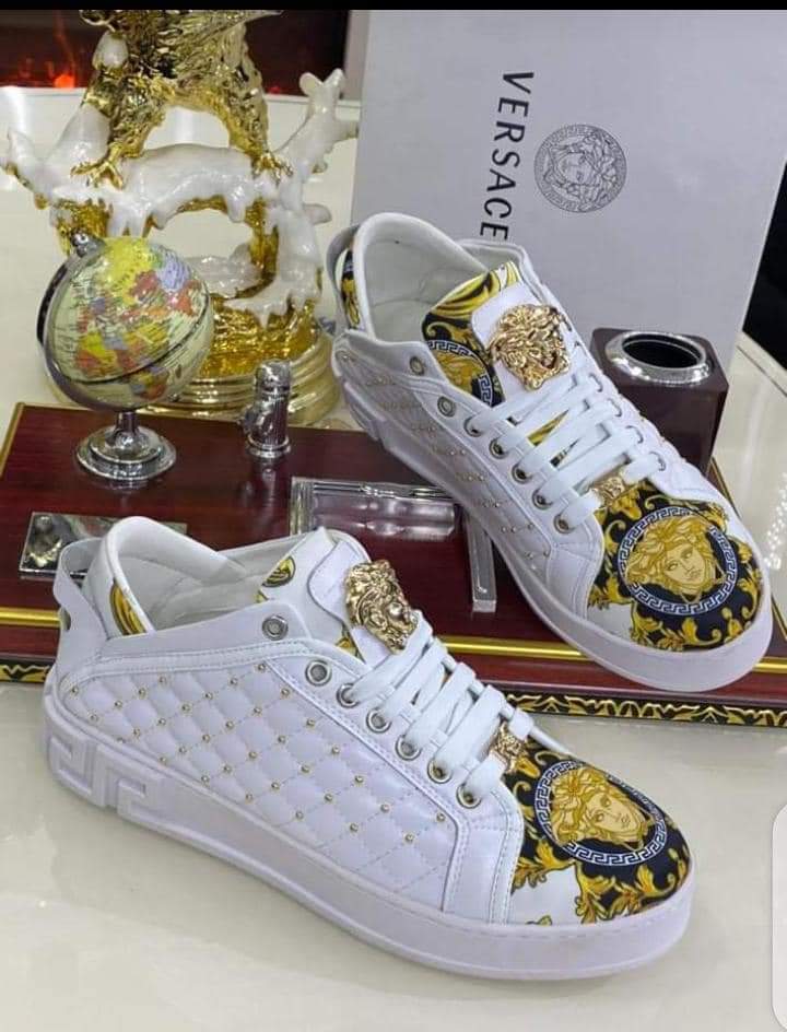Leather trainers Versace White size 41 EU in Leather - 29633078