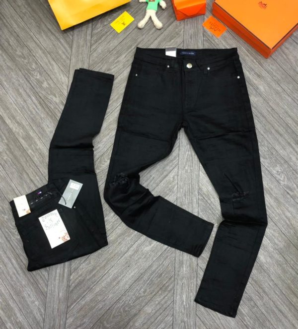 Quality Non-Fade Stone-Wash Men’s Black Stock Jeans